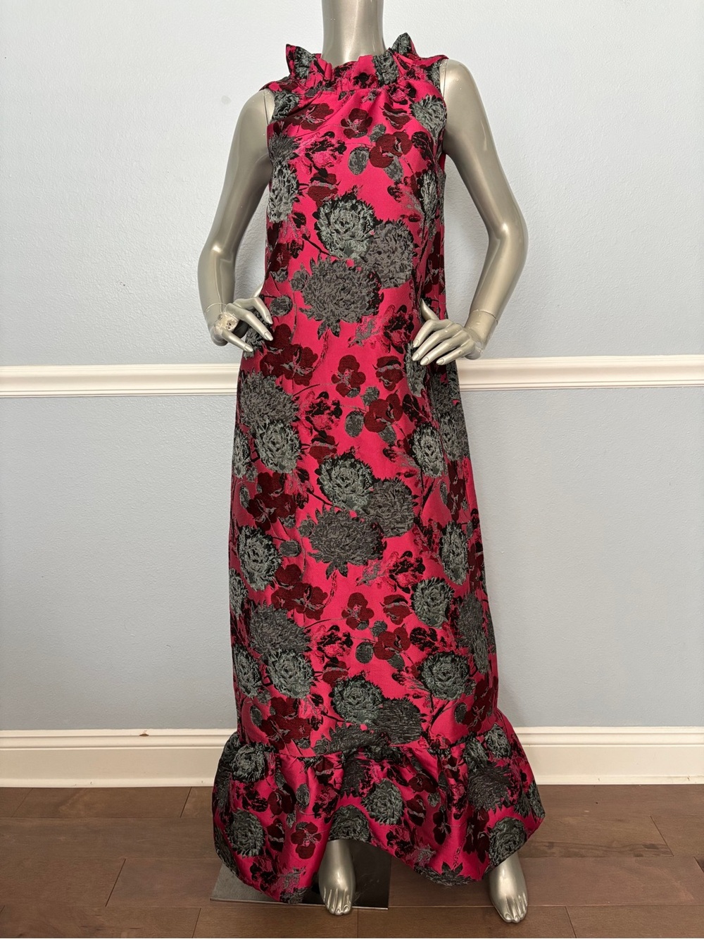 Abbey Glass Gown Dress Camille Vintage Dahlia Jacquard Ruffled Nwt XXL